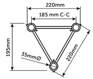 K23 Tri Spigot Truss 229mm sketch 1