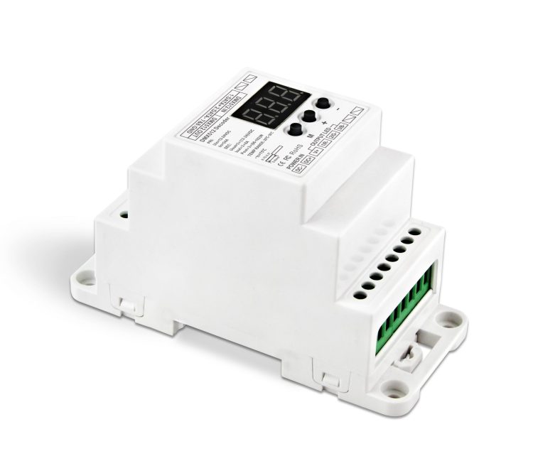 Uniqueen 833 DIN RJ45 DIN Rail 3CH DMX Constant Voltage Decoder 1 scaled 2